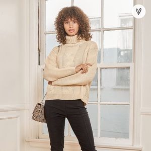 Lulus Poetry Reading Cable Knit sweater oversize S